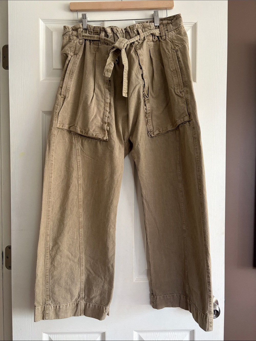 Free People Wide Leg Paperbag Cargo Pants - Khaki